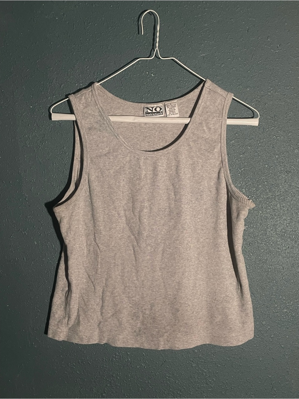 No Boundaries Light Gray Ribbed Tank Top